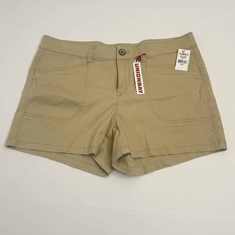 Unionbay Delaney Juniors 15 (32W) Beige Stretch Twill Shorts NEW